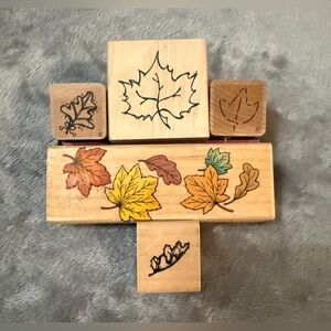 Autumn Leaf Wooden Rubber Stamps